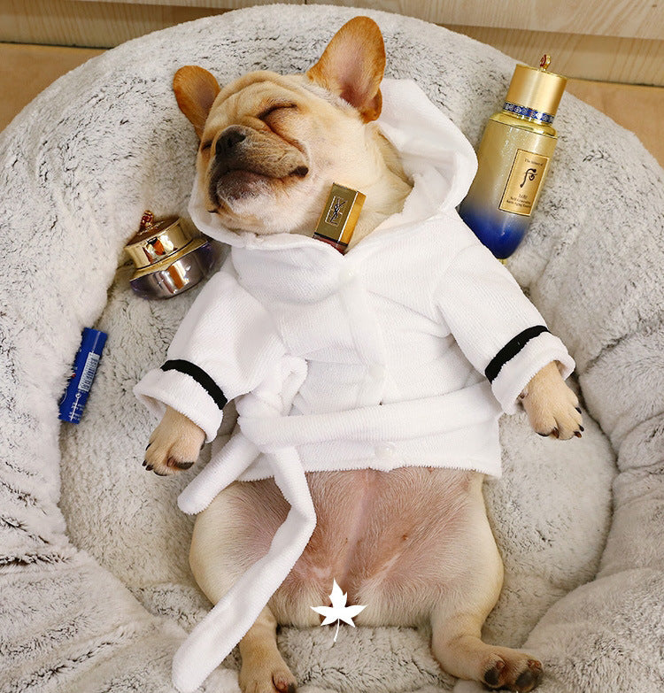 Pet Hooded Bathrobe White Coral Casual
