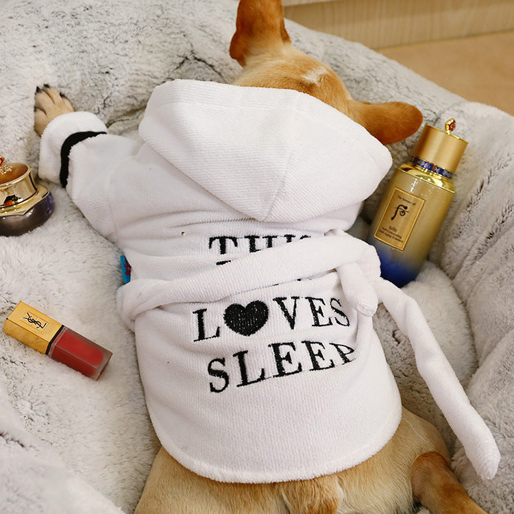 Pet Hooded Bathrobe White Coral Casual