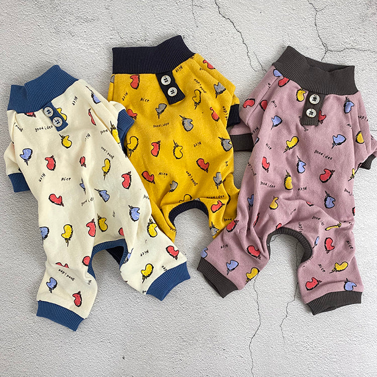 Pug fighting four-legged clothes cartoon pure cotton dog