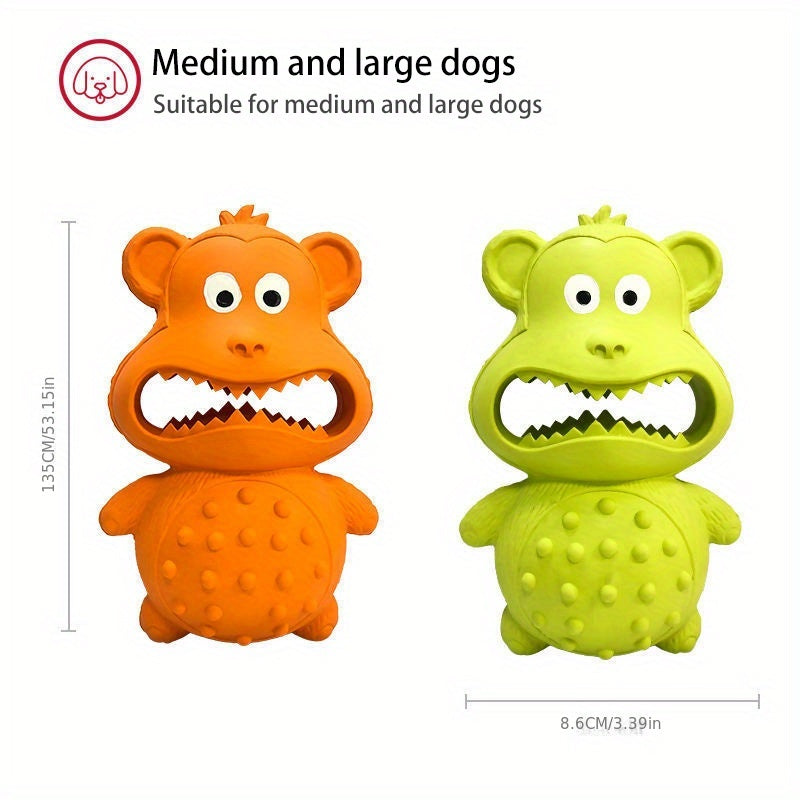 Rubber Mouthing Monkey Toy Durable Rubber Dog Chew Toy Tough Dog Tooth Cleaning Toy Squeaky Durable Medium Large Breed Interactive Chew Toy