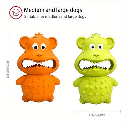 Rubber Mouthing Monkey Toy Durable Rubber Dog Chew Toy Tough Dog Tooth Cleaning Toy Squeaky Durable Medium Large Breed Interactive Chew Toy