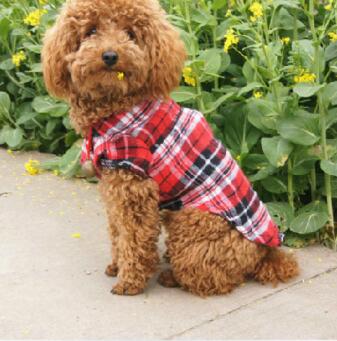 Pet Kleidung Kleine Hunde Katzen Verkaufende Nette Hund Welpen Kleidung Hemd Plaid Blau Rot Farbe D19