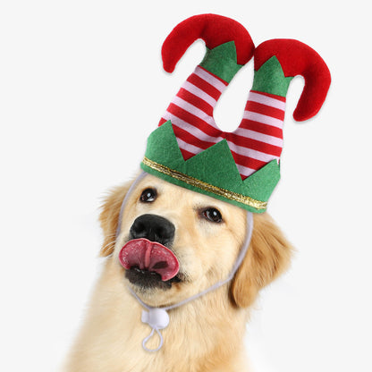 Pet Christmas Funny Striped Clown Hat Dog Ornaments Supplies Accessories