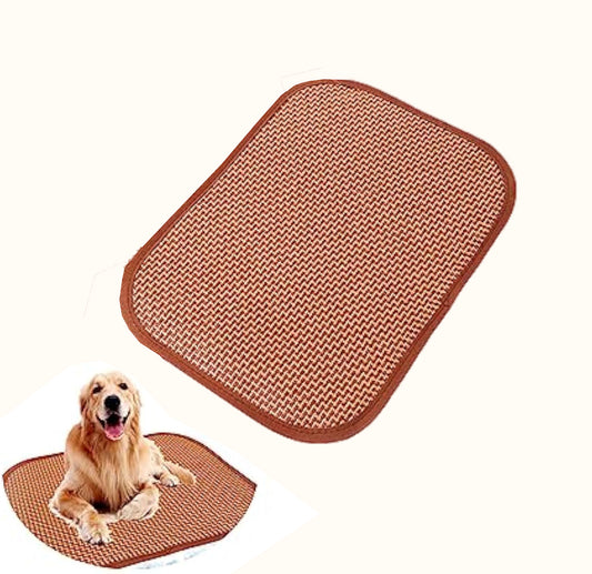 Premium Cat and Dog Cooling Mat - Self Cooling Pad for Summer - Bamboo Rattan Woven Resting Mat - Ideal for Kennels...