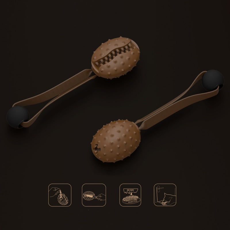 Coffee Bean Toy For Pets Tooth Cleaning Ball Leaks Rope Knot Slow Eating Tpr Dog Bite
