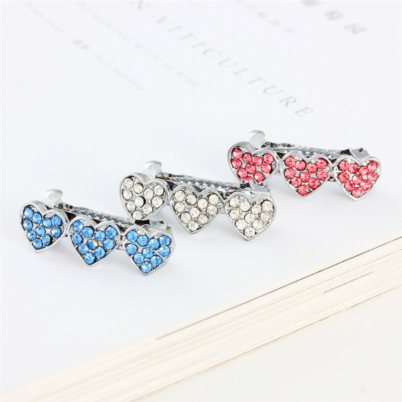 Rhinestone Alloy Peach Heart Barrettes Dog Pet Ornament