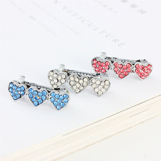 Rhinestone Alloy Peach Heart Barrettes Dog Pet Ornament