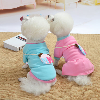 Autumn And Winter Cute Fleece Pet Dress Sweater