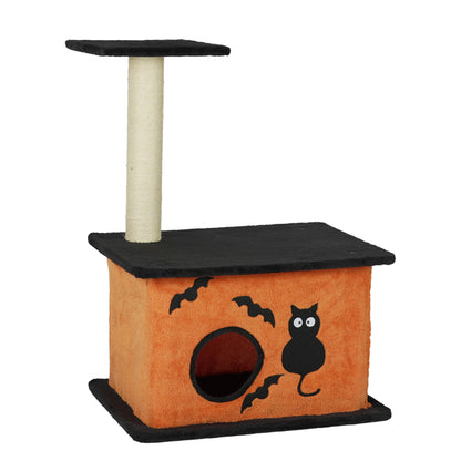 33inch Halloween Cat Tree, Cat Tower Cat Tree For Indoor Cats With Spacious Cat Condo, Large Platform, Sisal Scratching Post, Orange & Black