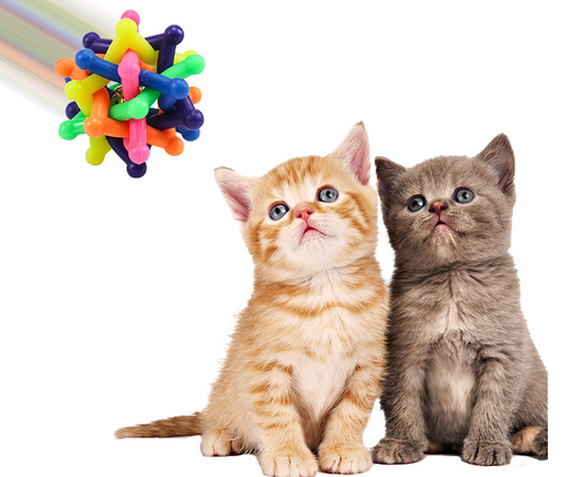 Pet Colorful Bell Woven Ball Dog Rainbow