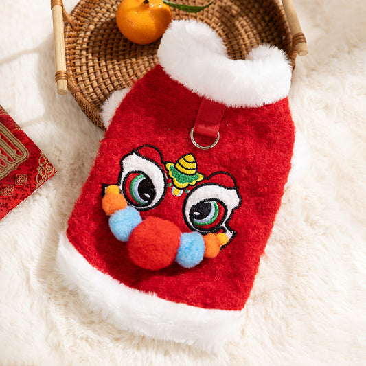 Autumn and Winter Cats, Small Dogs, Teddy Dogs, Cute Fur Balls, Lion Dance, New Year Vests, Cotton-Padded Clothes,...