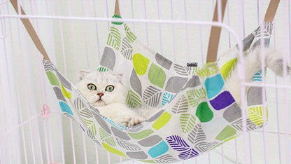 Pet Summer Cotton Hemp Cat Hammock Breathable Cage Cat Swing Hanging Nest Multi-color Printed Hammock Pet Supplies