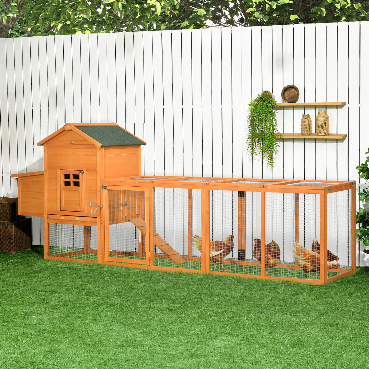 Extra Large Run Included Chicken Coop with Removable Tray Orange