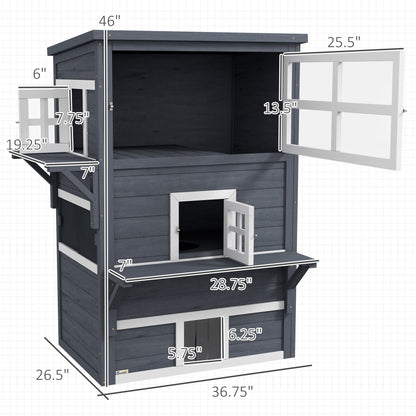 Cat House, Outdoor 3-Tier Kitty Shelter, Weather Resistant, w/ Escape Door