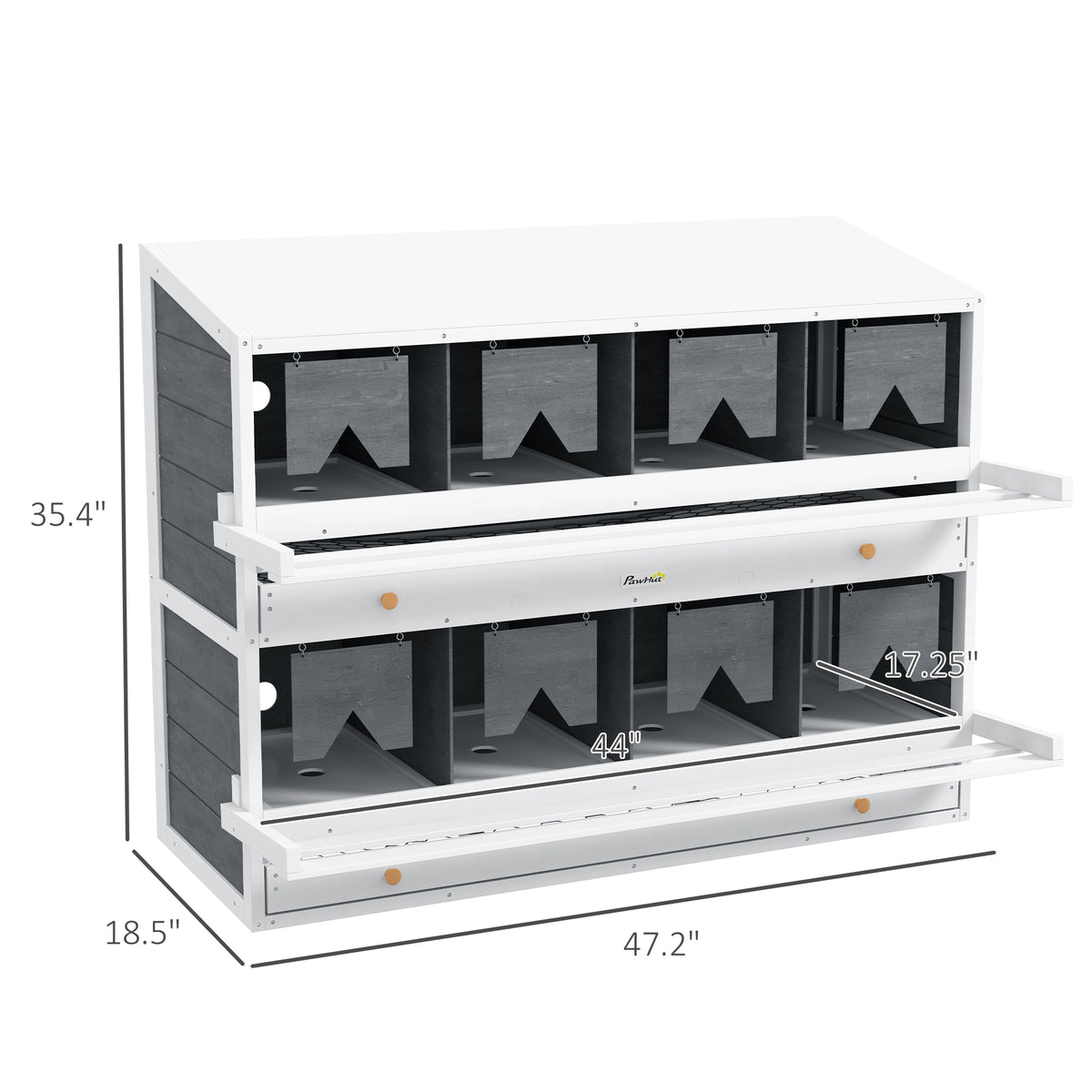 Chicken Nesting Box, 8 Compartment Wood Laying Boxes for Chicken Coop with Egg Collection Trays Perches for 16-32 Hens