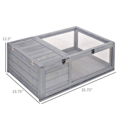 Wooden Reptile Cage with 3 Windows Slide-out Tray for Turtles, Lizards, Snakes