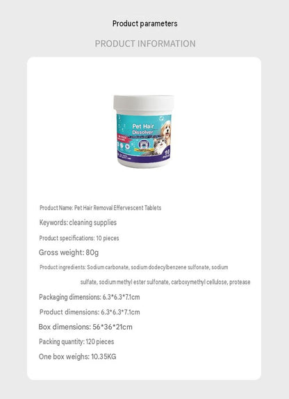 Pet Hair Removal Effervescent Tablets Are Suitable For Everyday Household Use And Machine Washing. They Clean Stains, Remove Pet Hair, And Dissolve Pet Hair.