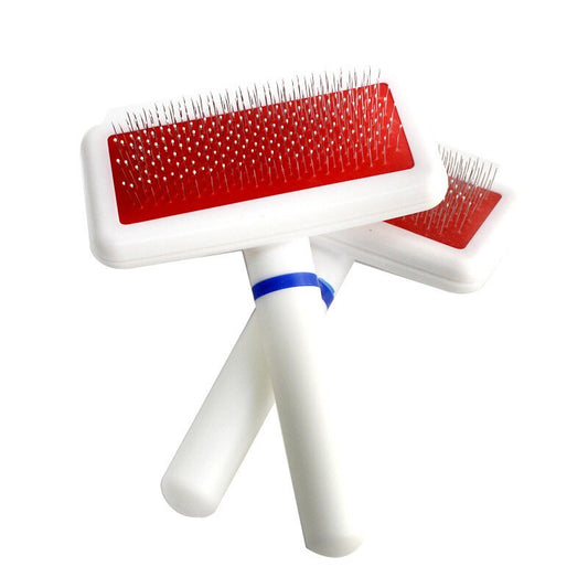 Fur Collar White Needle Comb Dog Grooming Comb with Protection Head Cat Dog Brush Brush Plastic Handle Airbag Needle...