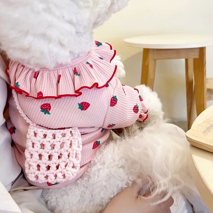 Summer Thin Lace Strawberry Pet Cat Dog Clothes
