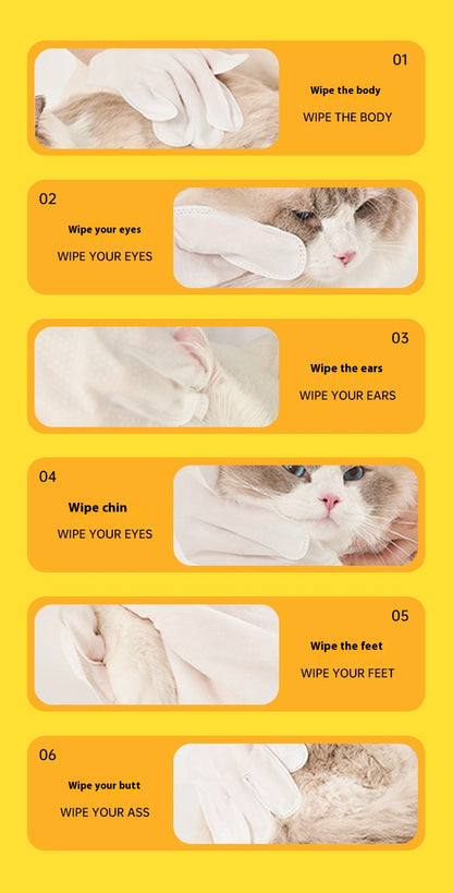 Pet Cleaning And Disinfection Wipes Dogs And Cats Special Bath Disposable Gloves