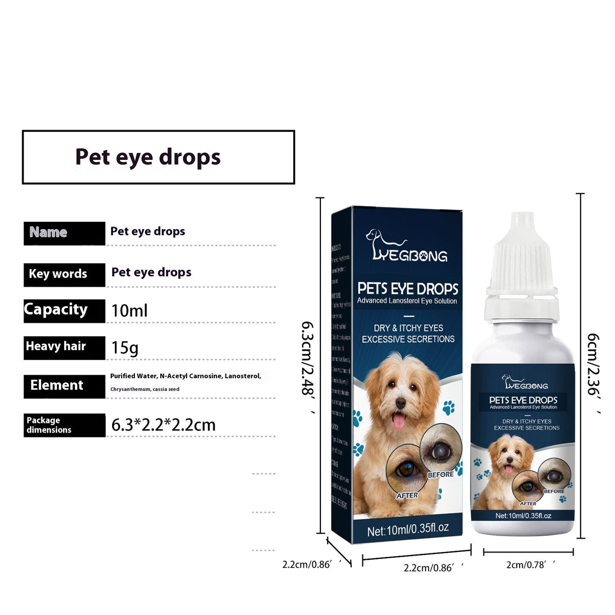 Pet Eye Drops Tear Removal Relieve Itching