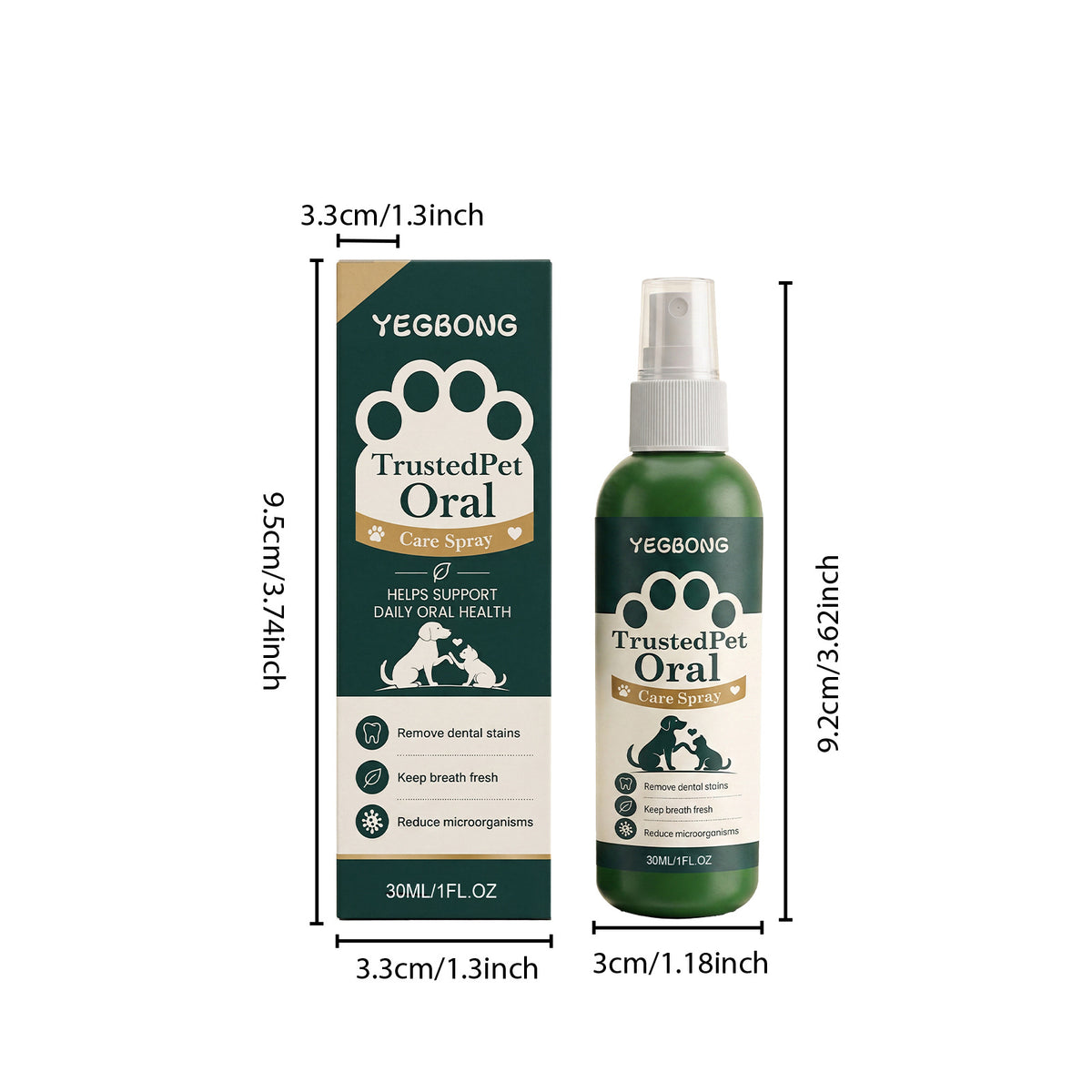 Yegbong Pet Oral Spray For Cats And Dogs Oral Cleaning, Removes Tartar And Stains, Eliminates Odor, Minty Breath Freshener