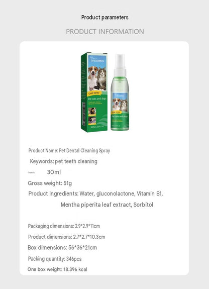 Yegbong Pet Teeth Cleaning Spray Dog And Cat Teeth Stain Removal And Oral Odor Cleaning Spray