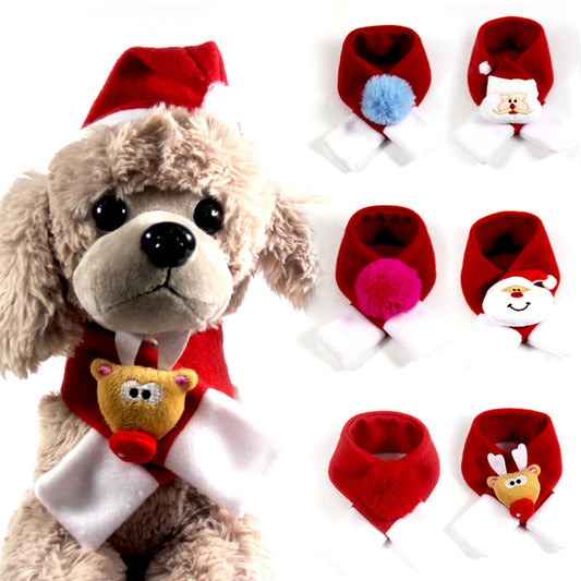 DIY Santa Scarf Bow Tie Hat - Pet Clothing