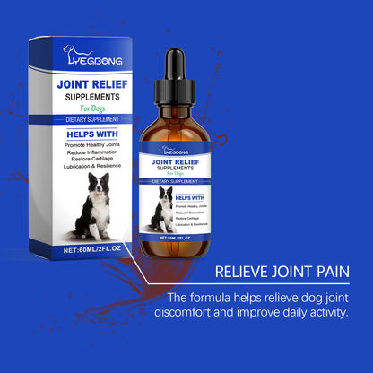 Dog Joint Relief Liquid Supplement Drops, Hip & Joint Care Support For All Breeds Dogs, Relieve Joint Pain, Reduce Inflammation, Restore Cartilage, Improve Mobility, 60ml