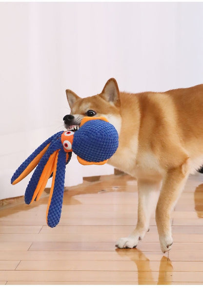 Dog Sound-Playing Toy Interactive Chewable Octopus Plush For Small Dogs To Teethe On