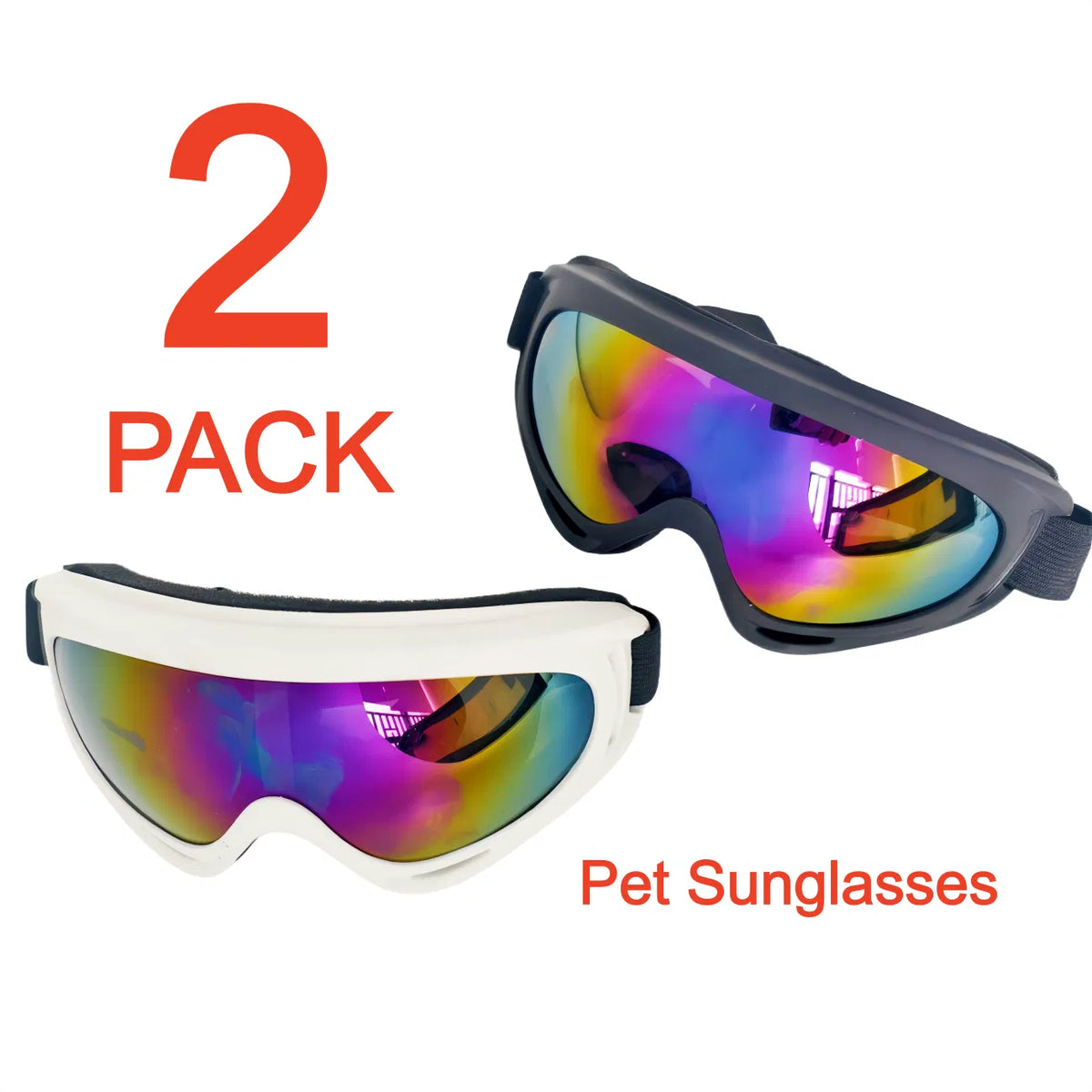 2 Pack Pet Protection Dog Sunglasses Pet Goggles Windproof Eye Wear Adjustable Dog Goggles (US Logistics Only for...