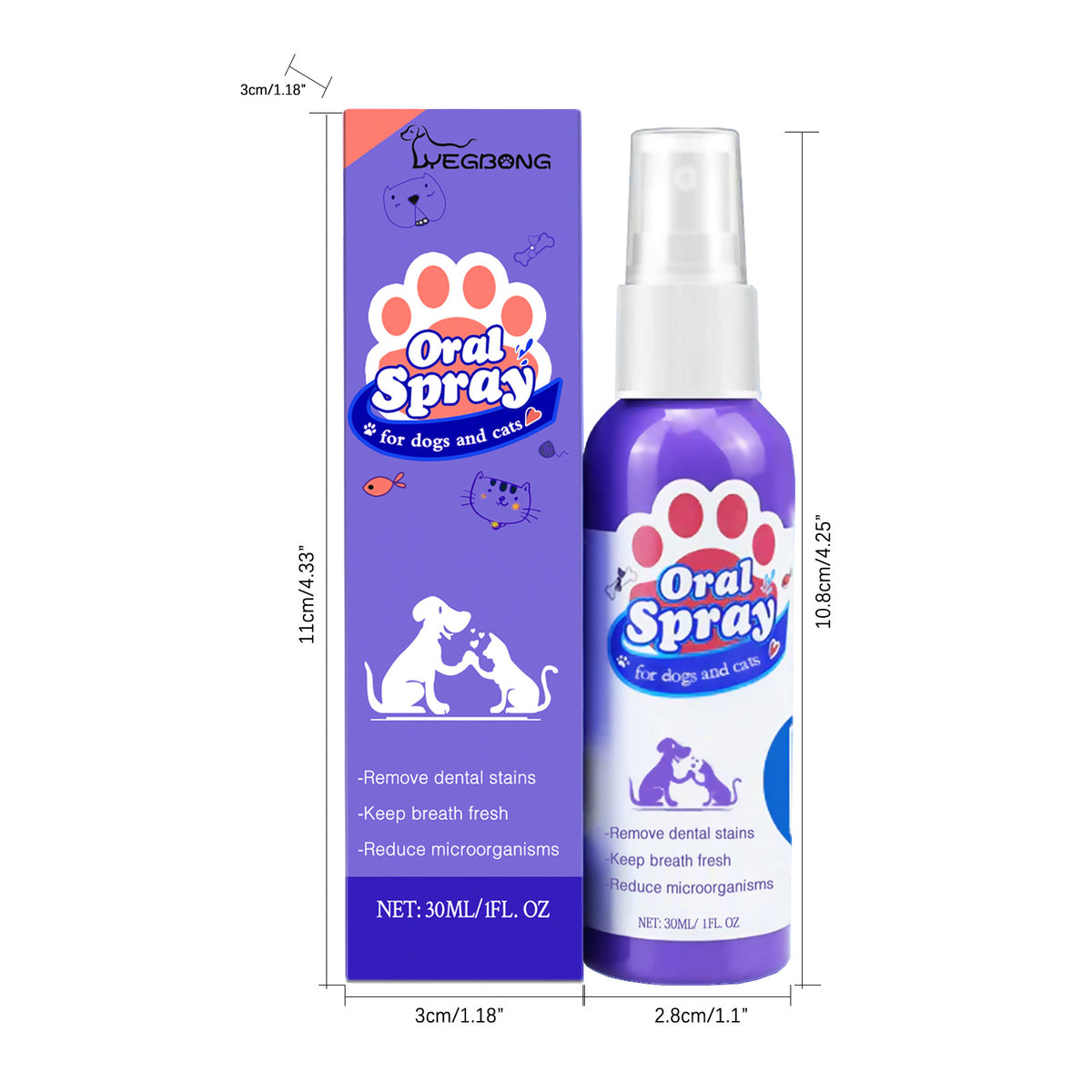 Yegbong Cat And Dog Teeth Cleaning Spray Removes Teeth Stains And Bad Breath Freshens Breath Pet Oral Care Spray