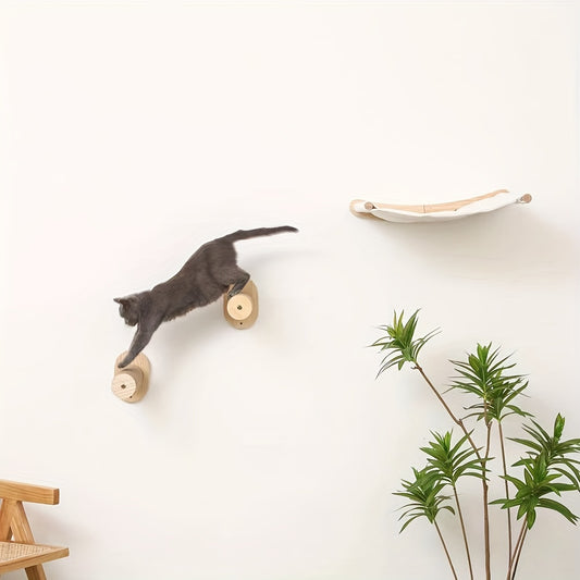 Wall Cat Tree - Space-Saving, Versatile Indoor Activity Center With Sisal Rope Scratching Board, Wooden Furniture, And Climbing Tube For Large And Small Cats - Perfect For Indoor Spaces