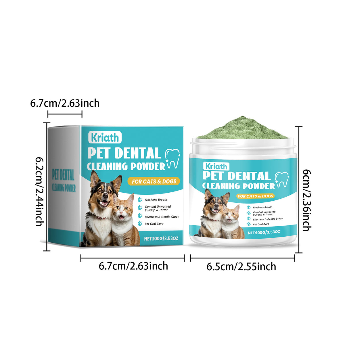 Kriath Pet Oral Cleaning Powder Pet Oral Odor Gentle Cleaning Care Freshening And Cleansing Tooth Powder