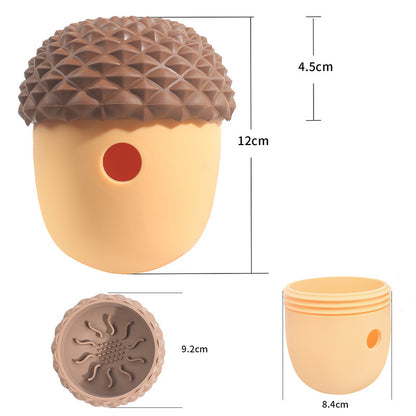 Pet Dog Edible Silicone Acorn Shape Feeding Toy Ball
