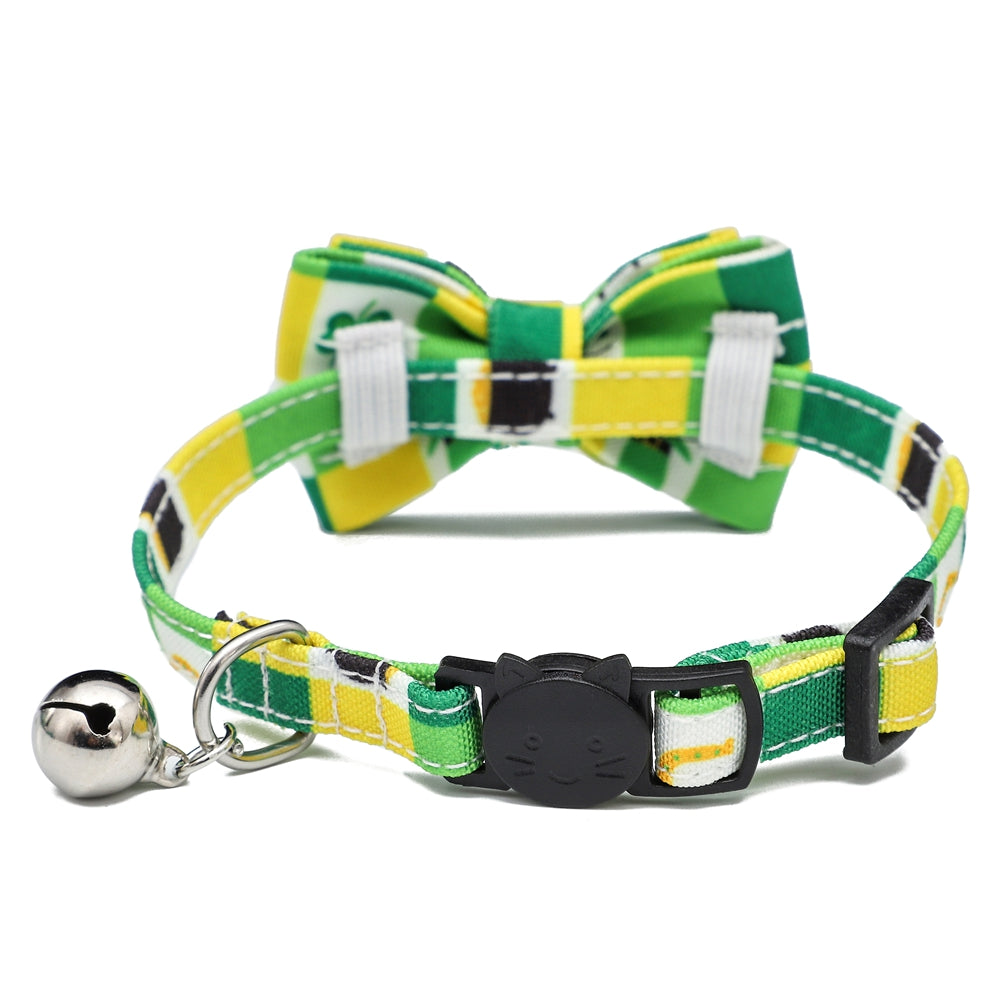 Irish Festival Plaid Bow Cat Collar