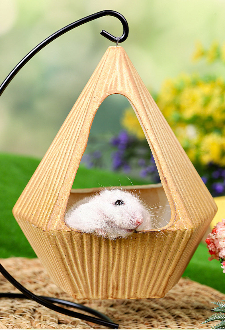 Hamster Swing Cradle Hammock Ceramic Hideaway House Golden Hamster Small House Landscaping Supplies to Relieve...