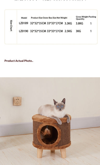 Sisal Scratch-Resistant Plush Cat Bed for Humans and Pets