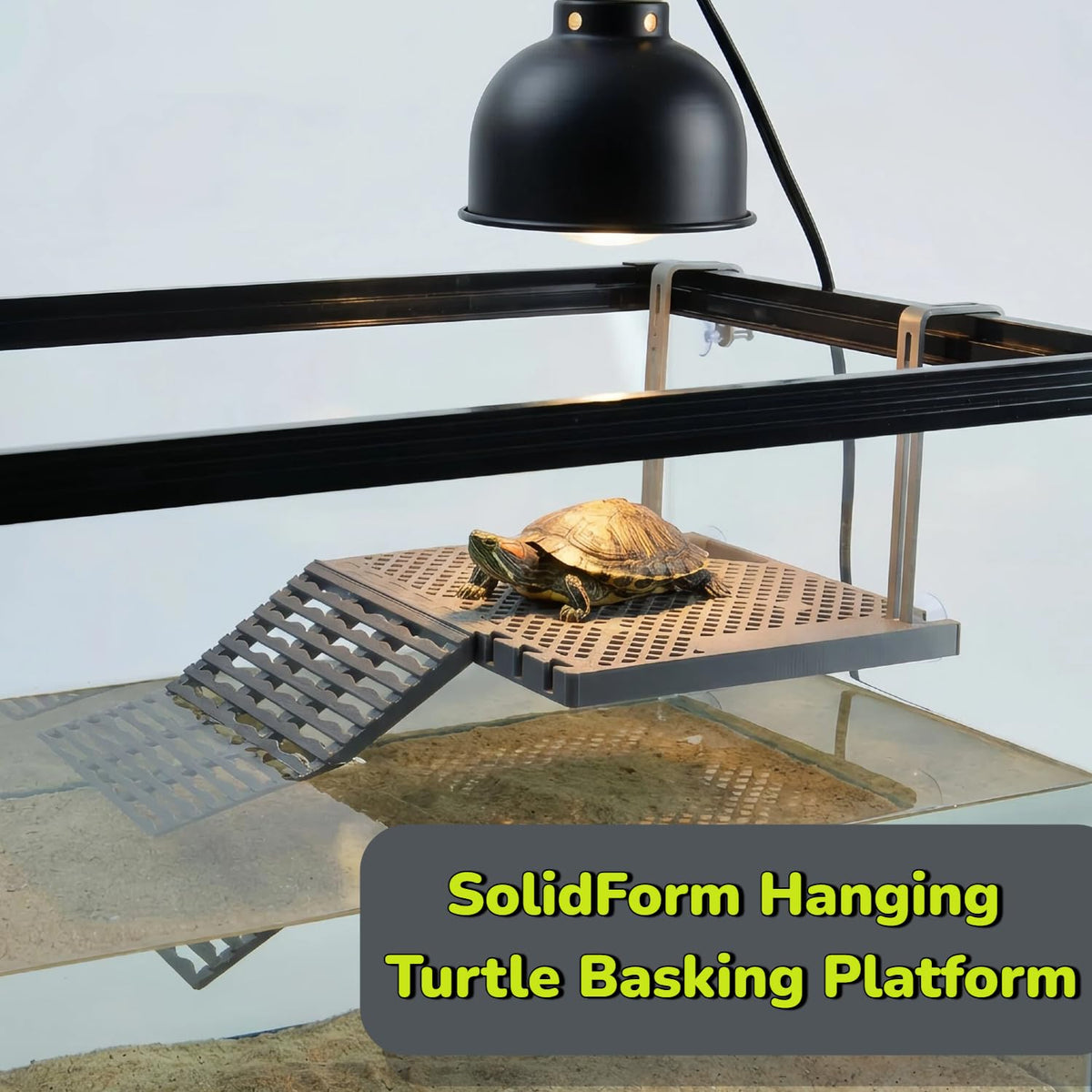 Hanging Turtle Basking Platform With Built-in Food Tray, Zero Zip-Tied, Non-Slip Ramp Terrace, Resting Turtles Dock, For 25-75 Gallon Aquariums Frog Turtle Turtle Tank Accessories