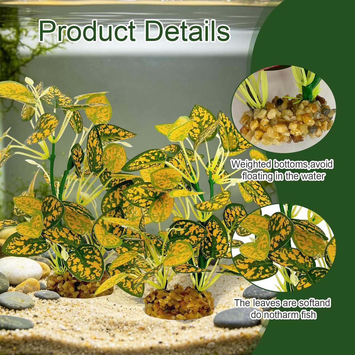Silk Aquarium Plants 2-Pack, 8.6-inch Artificial Aquarium Silk Plants -  Simulated Fish Habitat Decor, Safe Silk Plants For Aquariums Fish Fishbowl