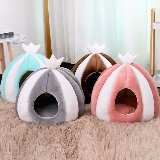 Warm Cat Litter Thickened Yurt Small Dog Kennel Closed