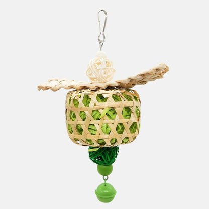 Parrot Bird Toy Bamboo Cage Scraps Of Paper Bite Pendant Corn Husk Woven