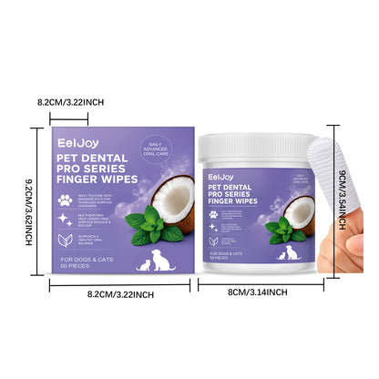 Eeljoy Pet Teeth Cleaning Finger Wipes Convenient Disposable Finger Wipes For Daily Cleaning Of Cats And Dogs' Teeth And Ears