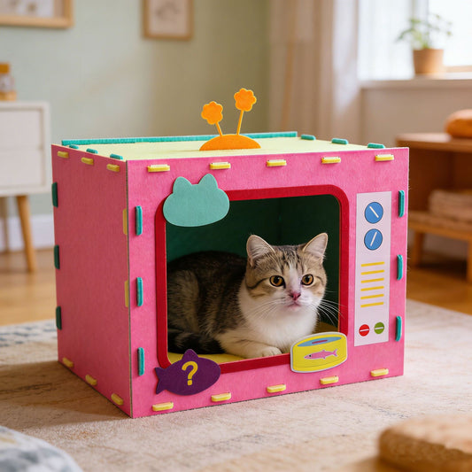 Creative TV-shaped Cat Bed Felt Semi-enclosed