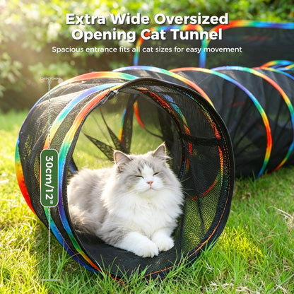Outdoor Cat Tunnel Portable Catio 2 In 1 Cat Tent & Play Tunnel  Large Collapsible Cat Enclosure With Breathable Mesh Offers Full Visibility, Folds Compact For Travel, Fits Cats & Small Pets