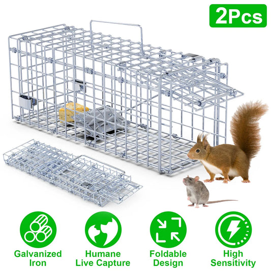 2-Pack Humane Mouse Traps – Instant-Lock One-Way Door, 2 Mm Galvanized Metal, Safe for Kids & Pets, Indoor/outdoor...
