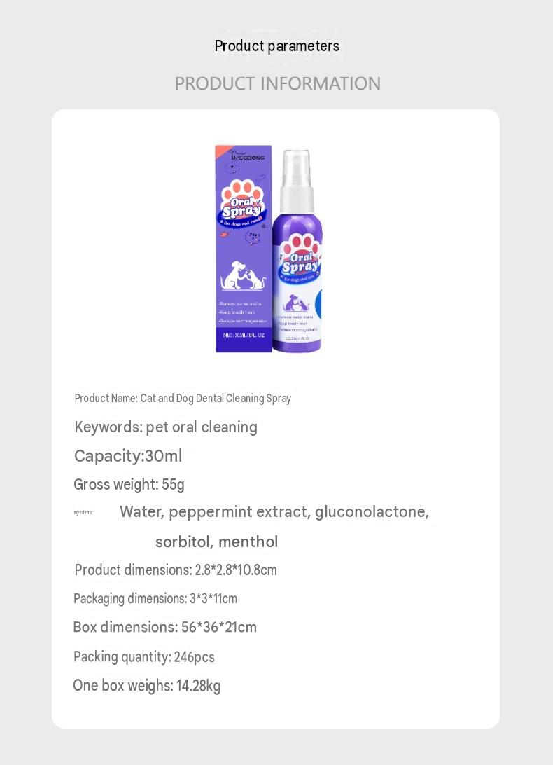 Yegbong Cat And Dog Teeth Cleaning Spray Removes Teeth Stains And Bad Breath Freshens Breath Pet Oral Care Spray