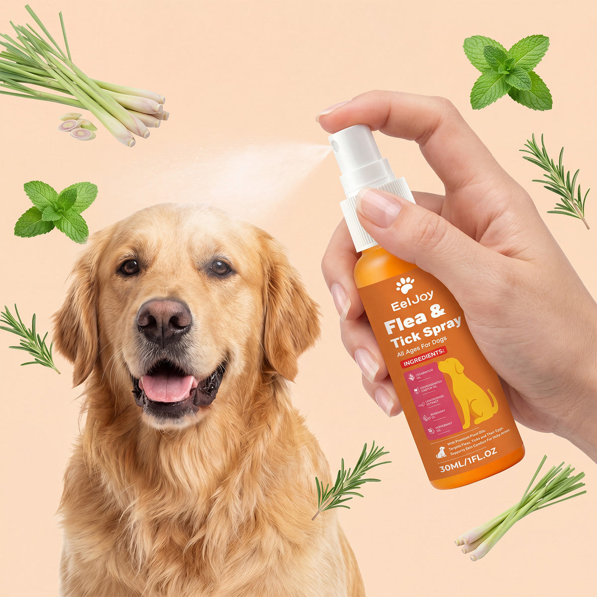 Eeljoy Dog Flea And Tick Spray Gentle Cleansing And Refreshing For Pet Fur Daily Insect Repellent And Cleaning