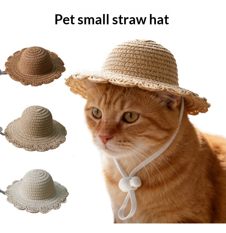 Pet Sunshade Cat Sun Protection Mini Straw Hat