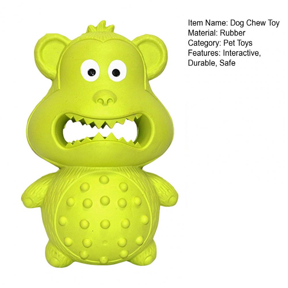 Dog Chew Toy For Chewers Rubber Squeaky Puppy Tooth Cleaning Grinding Molar Toy